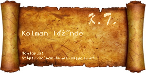 Kolman Tünde névjegykártya