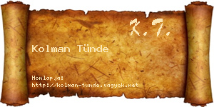 Kolman Tünde névjegykártya